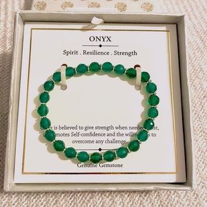 NIB – SHIVAM Onyx Genuine Gemstone Sterling Silver Bracelet